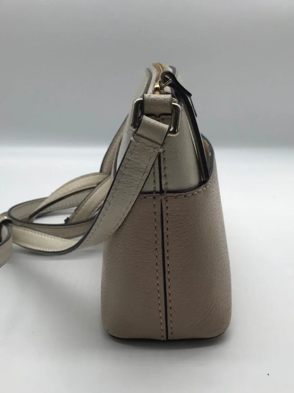 Kate Spade Mauve & Ivory Pebbled Leather Grove Street Millie Crossbody Bag